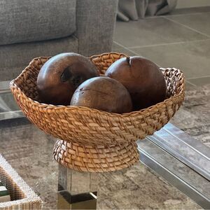 Woven Basket with Decorative Wooden Balls